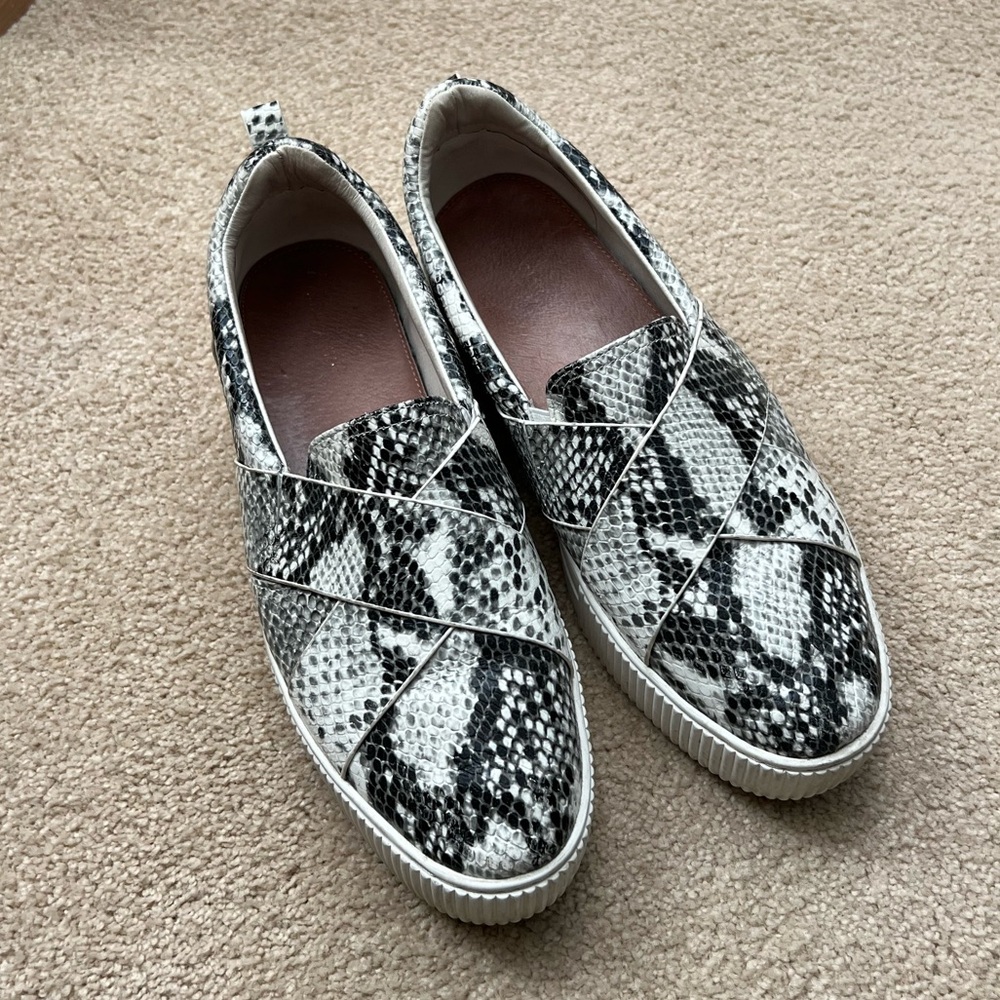 Halogen Black and White Snake Skin Slip-On Sneakers